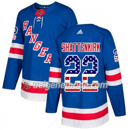 Herren Eishockey New York Rangers Trikot Kevin Shattenkirk 22 Adidas 2017-2018 Blue USA Flag Fashion Authentic